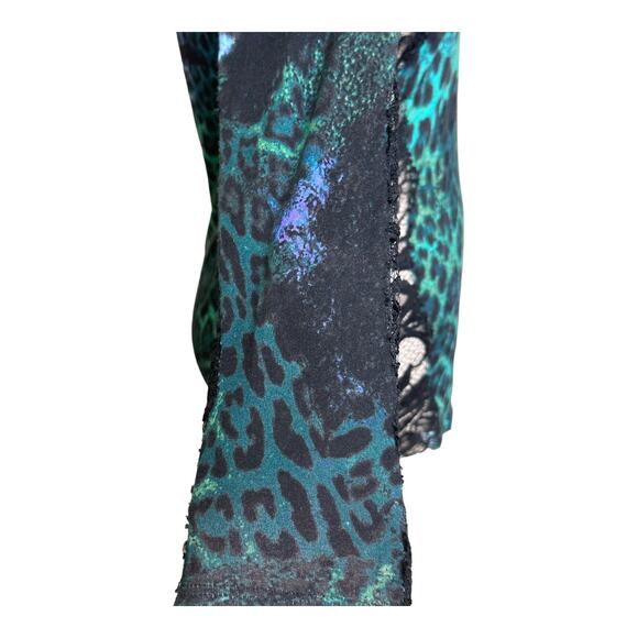 Emilio Pucci Green Purple Animal Print Lace Detail 3/4 Sleeve Top Sz US 6 - Picture 9 of 16